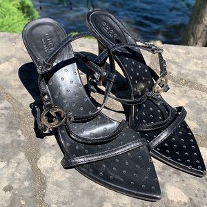 Strappy Black Gucci Logo Sandals